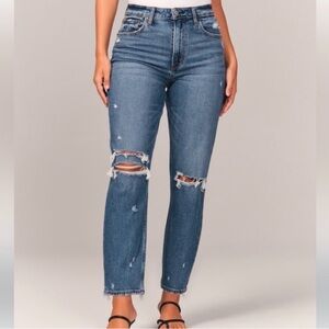ABERCROMBIE & FITCH The Mom High Rise Distressed Curve‎ Love Denim Jeans Size 28